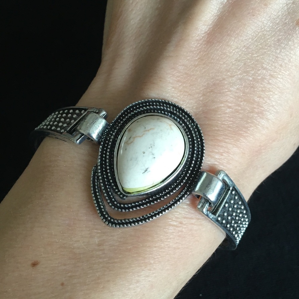 Faux White Turquoise Silver Tone Bracelet
